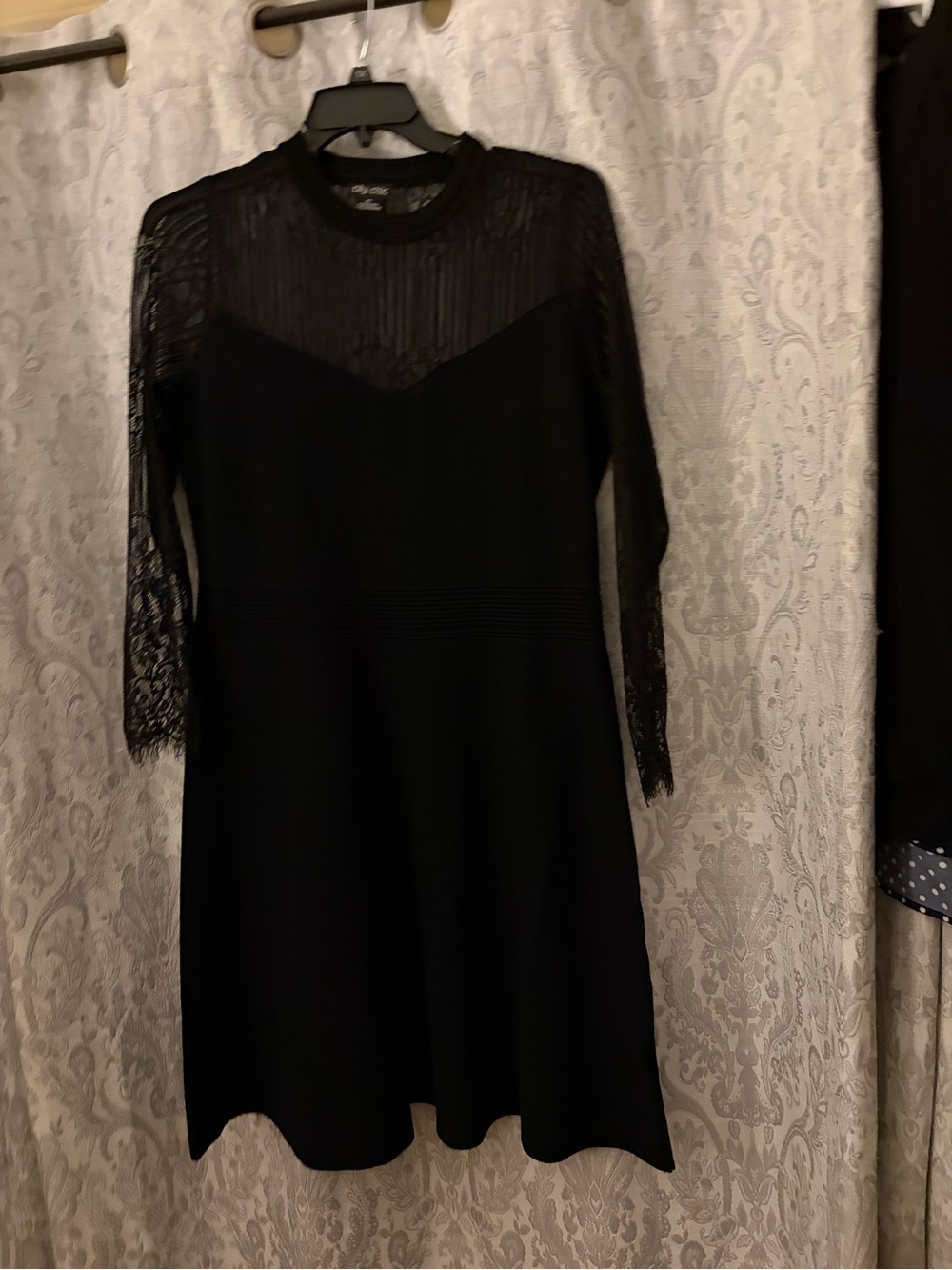 City Chic women’s Black knit Lace Panel long sleeve dress Sz 14w XS never worn - Picture 8 of 11